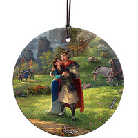 Trend Setters SPCIR979 Thomas Kinkade Mulan Blossoms of Love - Couple StarFire Prints Hanging Glass