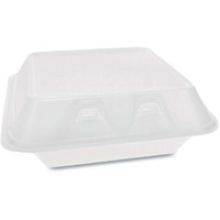 Pactiv YHLW08030000 8 in. 3 Compartment Foam Hinged Smartlock Medium  White - Case of 150