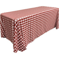 TCcheck90x156-RedK98 Polyester Gingham Checkered Rectangular Tablecloth, White & Red - 90 x 156 in.