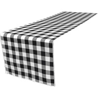 TCcheck14x108-BlackK24 Polyester Gingham Checkered Table Runner, White & Black - 14 x 108 in.