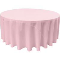 TCpop132R-PinkLgtP37 Polyester Poplin Tablecloth  Light Pink - 132 in. Round