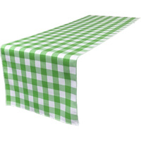 TCcheck14x108-LimeK84 Polyester Gingham Checkered Table Runner, White & Lime - 14 x 108 in.