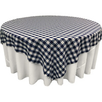 TCcheck90x90-NavyK72 Polyester Gingham Checkered Square Tablecloth, White & Navy - 90 x 90 in.