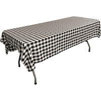 TCcheck60x108-BlackK24 Polyester Gingham Checkered Rectangular Tablecloth, White & Black - 60 x 108 in.