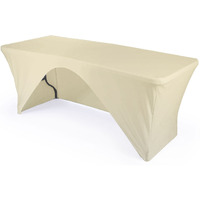 TCSpandex-OB96x30x30-IvoryX25 Rectangular Open Back Spandex Tablecloth  Ivory - 96 x 30 x 30 in.
