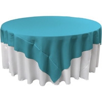 TCpop90x90-TurquoiseDrkP52 Polyester Poplin Square Tablecloth  Dark Turquoise - 90 x 90 in.