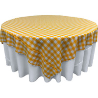 TCcheck72x72-DrkYellowK47 Polyester Gingham Checkered Square Tablecloth, White & Dark yellow - 72 x 72 in.
