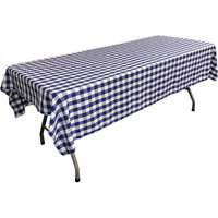 TCcheck60x90-RoyalK50 Polyester Gingham Checkered Rectangular Tablecloth, White & Royal Blue - 60 x 90 in.