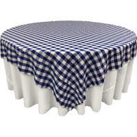 TCcheck90x90-RoyalK50 Polyester Gingham Checkered Square Tablecloth, White & Royal Blue - 90 x 90 in.