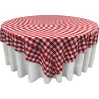 TCcheck90x90-RedK98 Polyester Gingham Checkered Square Tablecloth, White & Red - 90 x 90 in.