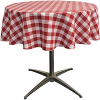 TCcheck58R-RedK98 Polyester Gingham Checkered Tablecloth, White & Red - 58 in. Round