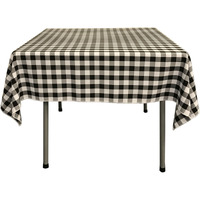 TCcheck58x58-BlackK24 Polyester Gingham Checkered Square Tablecloth, White & Black - 58 x 58 in.