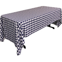 TCcheck60x126-NavyK72 Polyester Gingham Checkered Rectangular Tablecloth, White & Navy - 60 x 126 in.