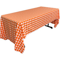 TCcheck60x144-OrangeK48 Polyester Gingham Checkered Rectangular Tablecloth, White & Orange - 60 x 144 in.
