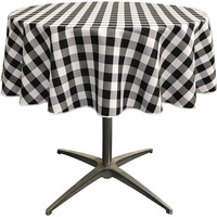 TCcheck51R-BlackK24 Polyester Gingham Checkered Tablecloth, White & Black - 51 in. Round
