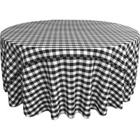 TCcheck108R-BlackK24 Polyester Gingham Checkered Tablecloth, White & Black - 108 in. Round
