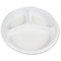 BWK 10 in. Hi Impact Plastic Compartment Dinnerware Plate, White