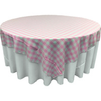 TCcheck90x90-PinkK37 Polyester Gingham Checkered Square Tablecloth - White & Pink - 90 x 90 in.