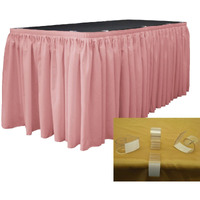 SKT-Pop-17x29-10Lclips-RoseP79 Polyester Poplin Table Skirt with 10 L-Clips - Dusty Rose - 17 ft. x 29 in.