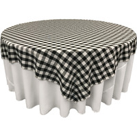 TCcheck90x90-BlackK24 Polyester Gingham Checkered Square Tablecloth - White & Black - 90 x 90 in.