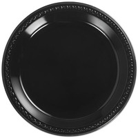 10.25 in. Heavyweight Plastic Plates Round - Black