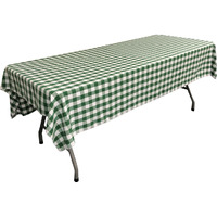 TCcheck60x102-HunterGreenK20 Polyester Gingham Checkered Rectangular Tablecloth, White & Hunter Green - 60 x 102 in.
