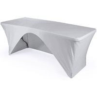 TCSpandex-OB72x30x30-WhiteX11 Rectangular Open Back Spandex Tablecloth - White - 72 x 30 x 30 in.