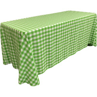 TCcheck90x156-LimeK84 Polyester Gingham Checkered Rectangular Tablecloth - White & Lime - 90 x 156 in.