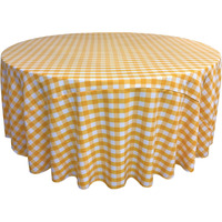 TCcheck108R-DrkYellowK47 Polyester Gingham Checkered Tablecloth - White & Dark yellow - 108 in. Round