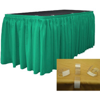 SKT-Pop-30x29-15Lclips-JadeP53 Polyester Poplin Table Skirt with 15 L-Clips - Jade - 30 ft. x 29 in.
