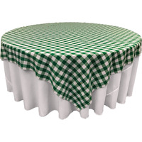 TCcheck72x72-HunterGreenK20 Polyester Gingham Checkered Square Tablecloth - White & Hunter Green - 72 x 72 in.