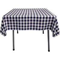 TCcheck52x52-NavyK72 Polyester Gingham Checkered Square Tablecloth - White & Navy - 52 x 52 in.