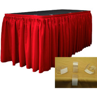 SKT-Pop-30x29-15Lclips-RedP98 Polyester Poplin Table Skirt with 15 L-Clips - Red - 30 ft. x 29 in.