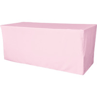 TCpop-fit-72x24x30-PinkLgtP37 Polyester Poplin Fitted Tablecloth - Light Pink - 72in. L x 30in. H x 24in. W