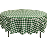 TCcheck90R-HunterGreenK20 Polyester Gingham Checkered Tablecloth - White & Hunter Green - 90 in. Round