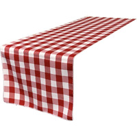 TCcheck14x108-RedK98 Polyester Gingham Checkered Table Runner - White & Red - 14 x 108 in.