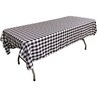 TCcheck60x102-RoyalK50 Polyester Gingham Checkered Rectangular Tablecloth - White & Royal Blue - 60 x 102 in.