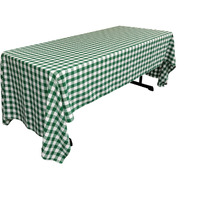 TCcheck60x126-HunterGreenK20 Polyester Gingham Checkered Rectangular Tablecloth, White & Hunter Green - 60 x 126 in.