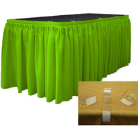 SKT-Pop-30x29-15Lclips-LimeP84 Polyester Poplin Table Skirt with 15 L-Clips - Lime - 30 ft. x 29 in.