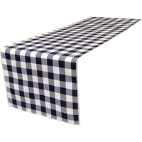 TCcheck14x108-NavyK72 Polyester Gingham Checkered Table Runner, White & Navy - 14 x 108 in.