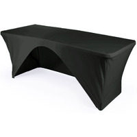 TCSpandex-OB72x30x30-BlackX24 Rectangular Open Back Spandex Tablecloth  Black - 72 x 30 x 30 in.