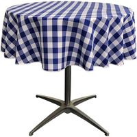 TCcheck58R-RoyalK50 Polyester Gingham Checkered Tablecloth, White & Royal Blue - 58 in. Round