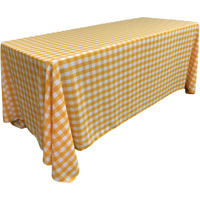 TCcheck90x156-DrkYellowK47 Polyester Gingham Checkered Rectangular Tablecloth, White & Dark yellow - 90 x 156 in.