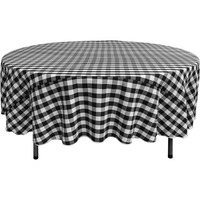 TCcheck72R-BlackK24 Polyester Gingham Checkered Tablecloth, White & Black - 72 in. Round