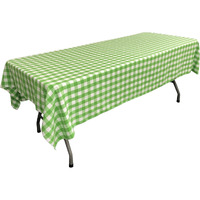 TCcheck60x102-LimeK84 Polyester Gingham Checkered Rectangular Tablecloth, White & Lime - 60 x 102 in.