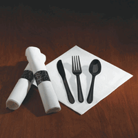 CaterWrap Heavyweight Black Cutlery - White