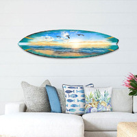 24 x 7 x 1 in. Sunset Surfboard Coastal Door Hanger Wall Decor - Small