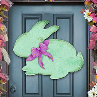 24 x 18 in. Green Bunny Rabbit Easter Door Decor
