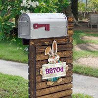 12 in. Bunny Greeter Wooden House Number Sign Decor