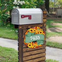 24 x 18 in. Sunflower Wreath Wooden House Number Sign Decor - Large